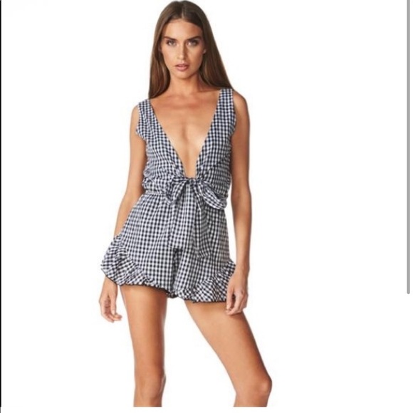 Fashion Nova, day date gingham romper. - Picture 7 of 8